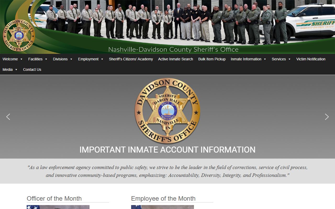Davidson County White Pages sheriff office records page