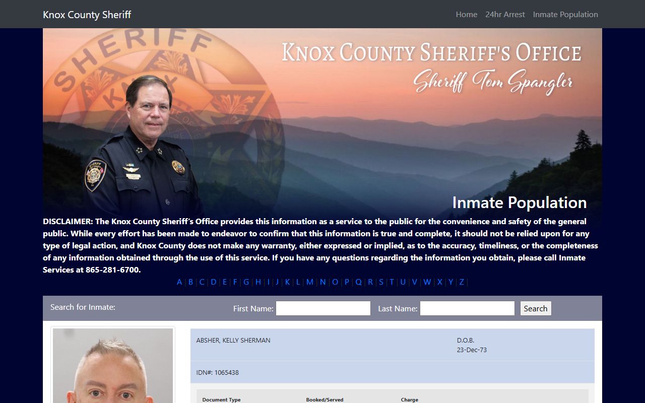 Knox County White Pages inmate population search