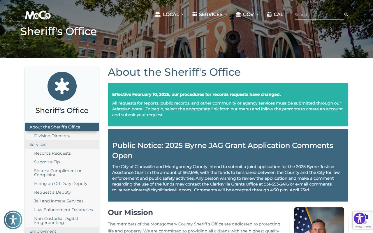 Montgomery County White Pages sheriff office search