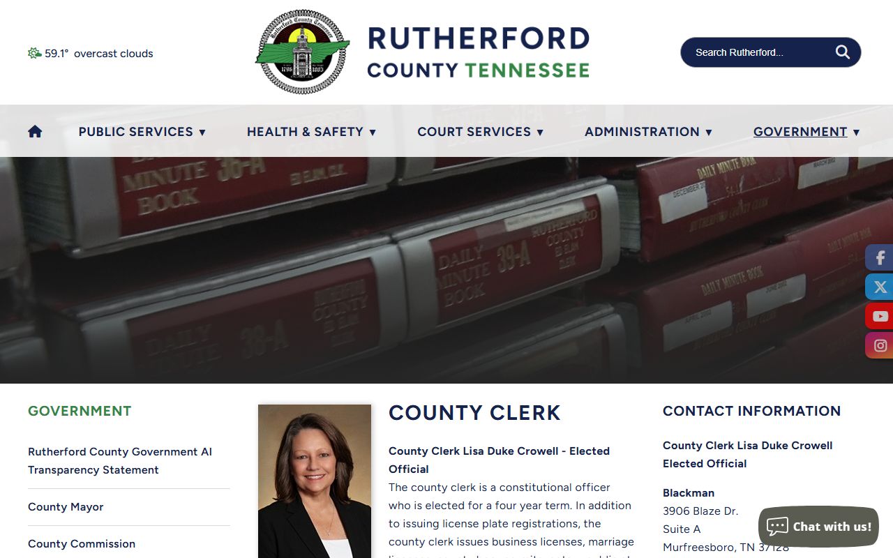 Rutherford County White Pages county clerk records