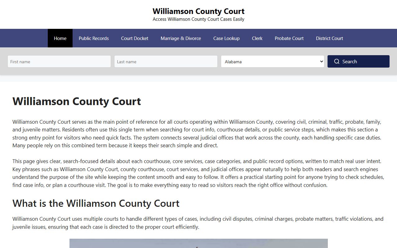Williamson County White Pages circuit court lookup