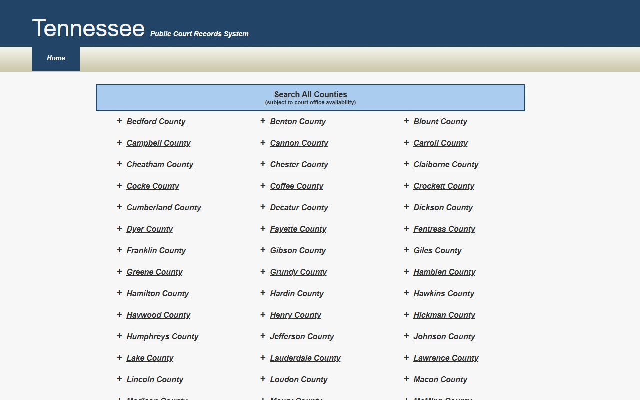 Tennessee White Pages court information portal